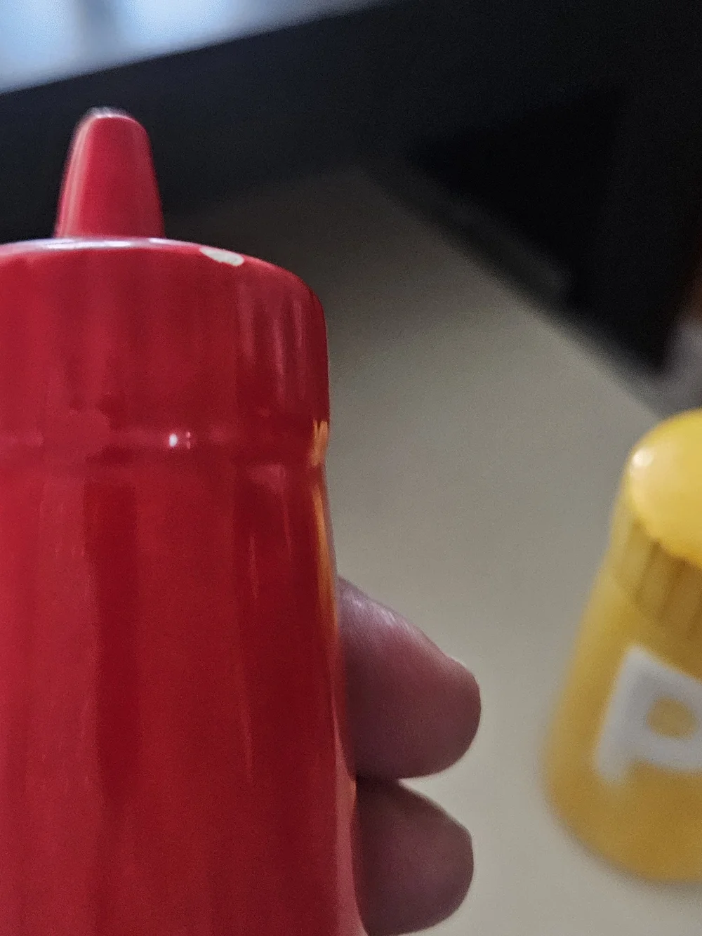 Vintage Ceramic Salt & Pepper Shakers - Red and Yellow